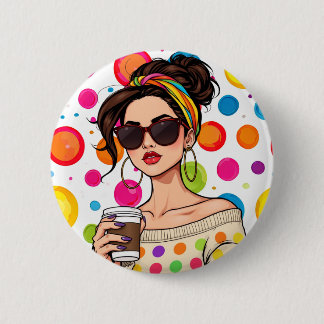 Frauen in LGBTQ Regenbogen Bandana mit Kaffee Button