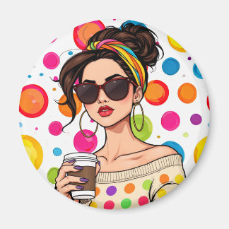 Frauen in LGBTQ Regenbogen Bandana mit Kaffee Magnet