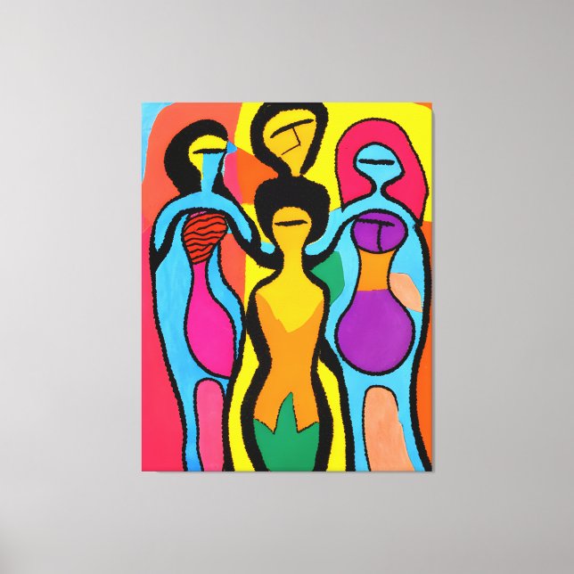 Frauen in Mesmerisiering Art Brut und Psychedelic Leinwanddruck (Vorderseite)