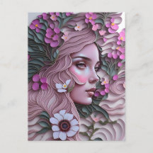Frauen in pastellfarbenen Blume, Postkreuz