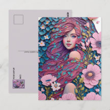 Frauen in pastellfarbenen Blume, Postkreuz