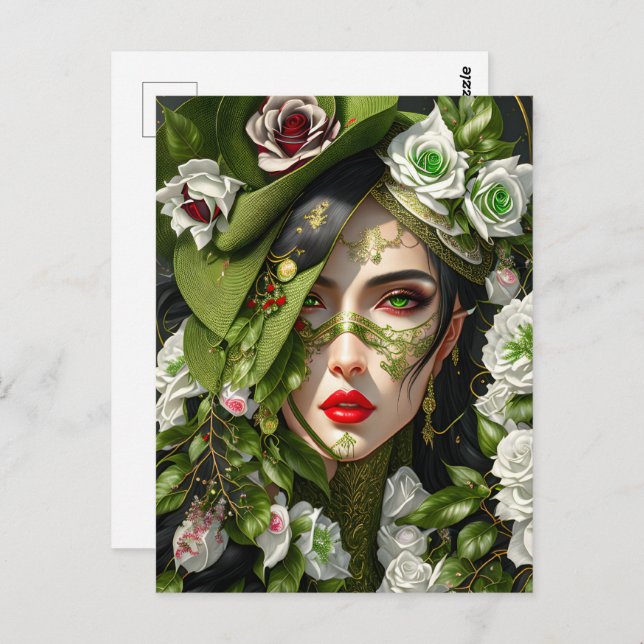 Frauen in Rose, Postüberquerung Postkarte (Vorne/Hinten)