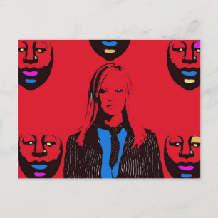 Frauen in roter Pop Postkarte