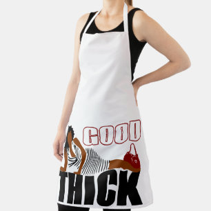 Frauen in schwarzem Stripkleid Gute Dicke Schürze