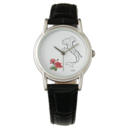 *~* Frauen Italia Italien Karte Rose Leather Armbanduhr