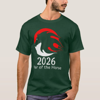 Frauen Jahr des Pferdes 2026 Feuerpferd Chinesisch T-Shirt