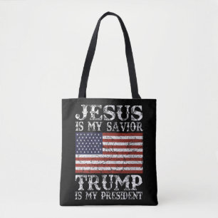 Frauen Jesus ist mein Retter Trump ist mein Präsid Tasche