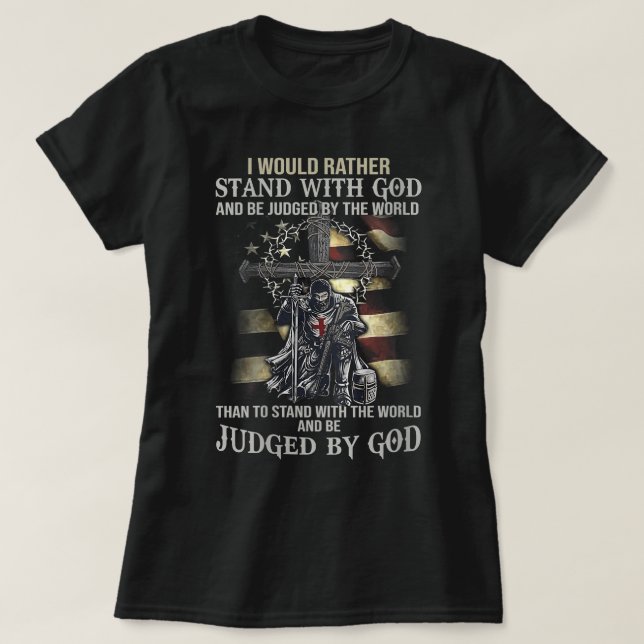 Frauen Jesus Kreuz Ritter Templer Stand mit Gott J T-Shirt (Design vorne)