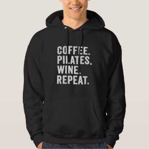 Frauen Kaffee Pilates Wein Wiederholung Distressed Hoodie