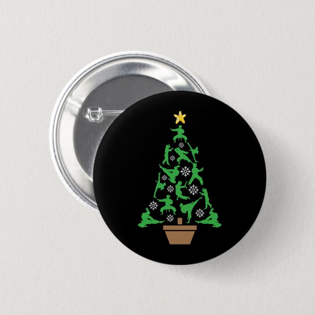 Frauen Kampfsport - Mädchen Karate Weihnachtsbaum Button (Vorne & Hinten)