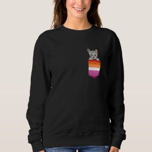 Frauen Katze In Tasche Lesbischer Stolz LGBT Q Fla Sweatshirt