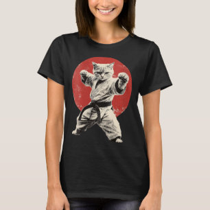 Frauen Katze Karate Judo Japan Japanische Flagge L T-Shirt