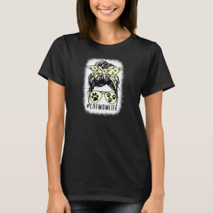 Frauen Katze Mutter Leben Unordentlicher Dutt Druc T-Shirt