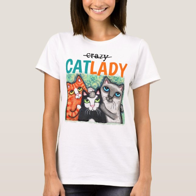 Frauen Katzen-Damen-Cat Lovers Cute Funny T-Shirt (Vorderseite)