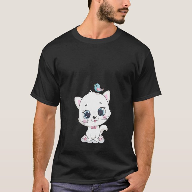 Frauen katzen mit großen Augen und Vögeln, was Sin T-Shirt (Vorderseite)