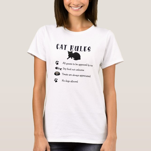 Frauen-Katzen-Regeln Grafikdruck 100% Baumwolle T-Shirt (Vorderseite)