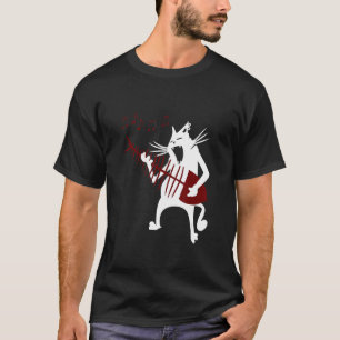 Frauen Katzen spielen Gitarrenrock und Rolle T-Shirt