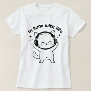 Frauen Katzen T-Shirt   Minimalistisches Süßes Kät