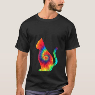 Frauen Katzenklumpen Retro Gefärbte Krawatte Farbi T-Shirt