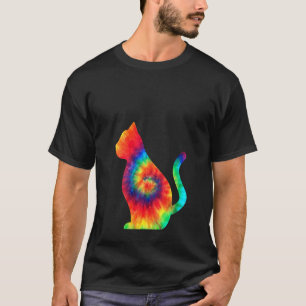 Frauen Katzenklumpen Retro Gefärbte Krawatte Farbi T-Shirt