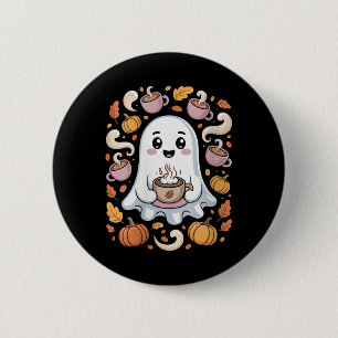 Frauen Kawaii Geist Kaffee Kunst für die gruselige Button