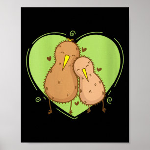 Frauen Kiwi-Vogel ist verliebt Kiwi-Frucht Tier Poster