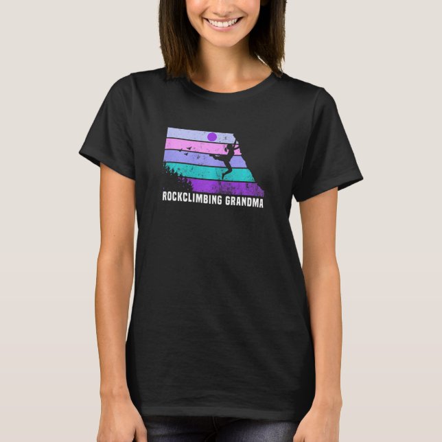Frauen klettern wie ein Mädchen Retro Sunset Rock  T-Shirt (Vorderseite)