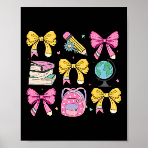 Frauen Kokette Rosa Schleifen Bänder Bleistift Leh Poster