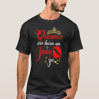 Frauen Königinnen sind am 3. Januar Geboren T-Shirt