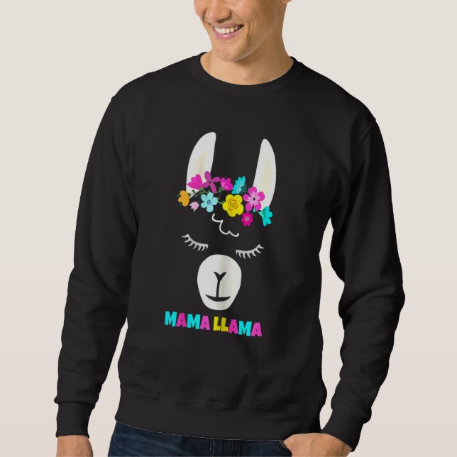 Frauen Lama-Tier mit Blume Sweet Basic Fash Sweatshirt (Vorderseite)