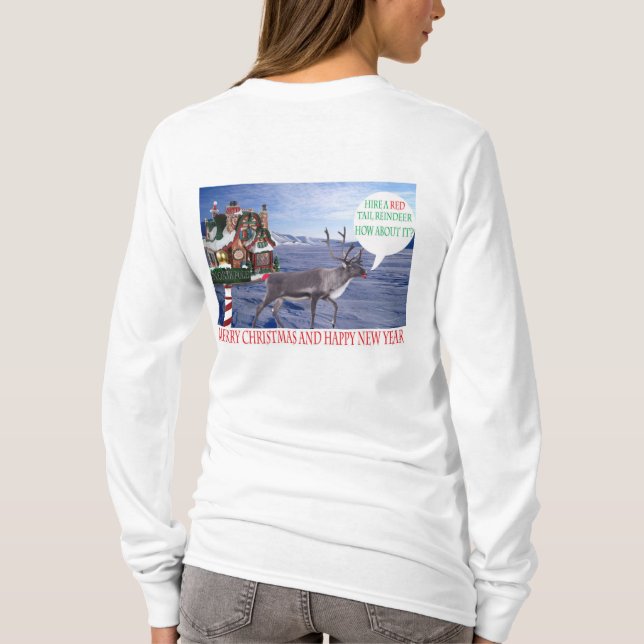 Frauen lange Ärmel T. Frohe Weihnachten und Hübsch T-Shirt (Rückseite)