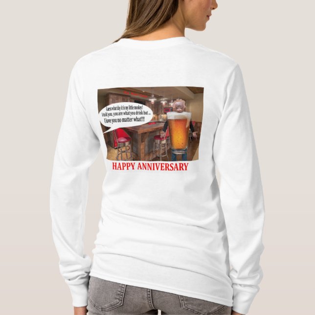 Frauen lange Ärmel Tee. Happy Jubiläum. Orang T-Shirt (Rückseite)
