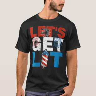 Frauen Lass Uns Leuchten Lustige Feuerwerk 4. Juli T-Shirt