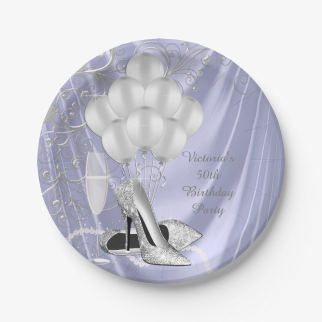 Frauen Lavendel Silver Shoe Party Paper Teller (Vorderseite)