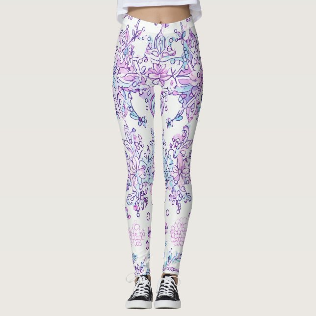 FRAUEN LEGGINGS DRUCKTE FLORALISCHE GESTALTUNG (Vorderseite)