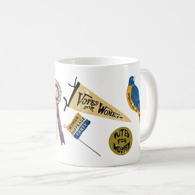 Frauen leiden an Bewegung Memorabilia Collage Prin Kaffeetasse (VorderseiteRechts)