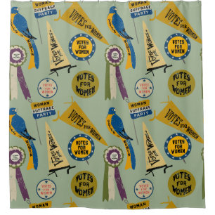 Frauen leiden an Memorabilien von Collage Print Duschvorhang