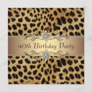 Frauen Leopard 40. Geburtstagsfeier Party Einladun Einladung