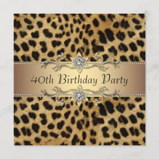 Frauen Leopard 40. Geburtstagsfeier Party Einladun Einladung