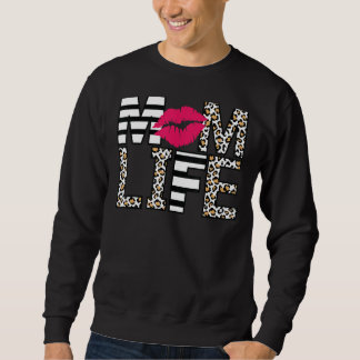 Frauen Leopard Mama Lip Sexuelle Redewendungen Müt Sweatshirt