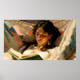 Frauen lesen in einer Hängematte an einem sonnigen Poster