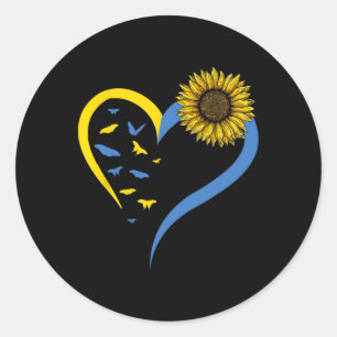 Frauen Liebe Herz Ukraine Sonnenblume Ukrainischer Runder Aufkleber