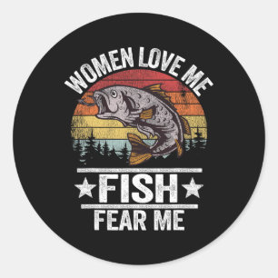 Frauen Liebe Me Fisch Angst Me Männer Fisher Vinta Runder Aufkleber