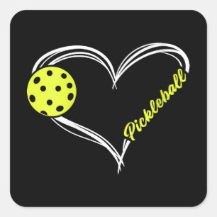 Frauen Liebe Pickleball - niedliches Pickleball-Sp Quadratischer Aufkleber