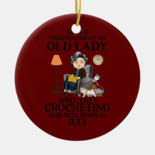 Frauen, Lieben, die geboren im Juli häkeln Keramik Ornament