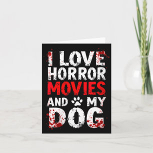 Frauen Lieben Horrorfilme Hund Halloween V-Ausschn Karte