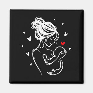 Frauen lieben Mum Baby Hug Herz Kind Geburt V-nec Magnet