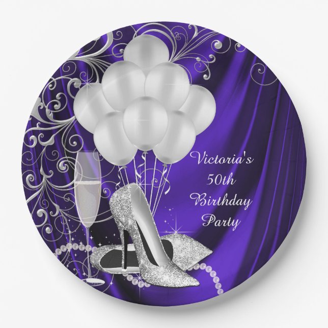 Frauen Lila Teller von Silberschuh-Party (Vorderseite)