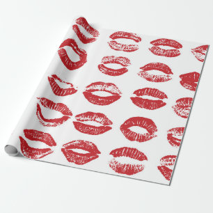 Frauen Lippen Set. Handgezogene Aquarelllips-Isola Geschenkpapier
