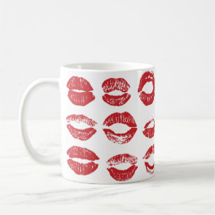 Frauen Lippen Set. Handgezogene Aquarelllips-Isola Kaffeetasse
